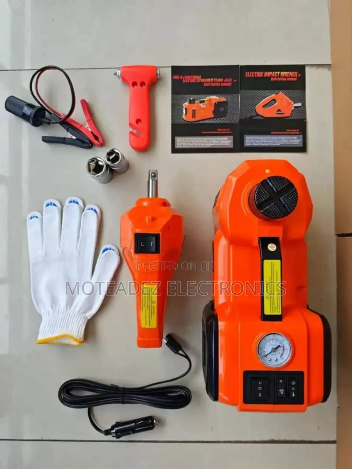 Automatic 5-Ton 3in1 Car Jack W/Tyre Inflator/Impact Wrench