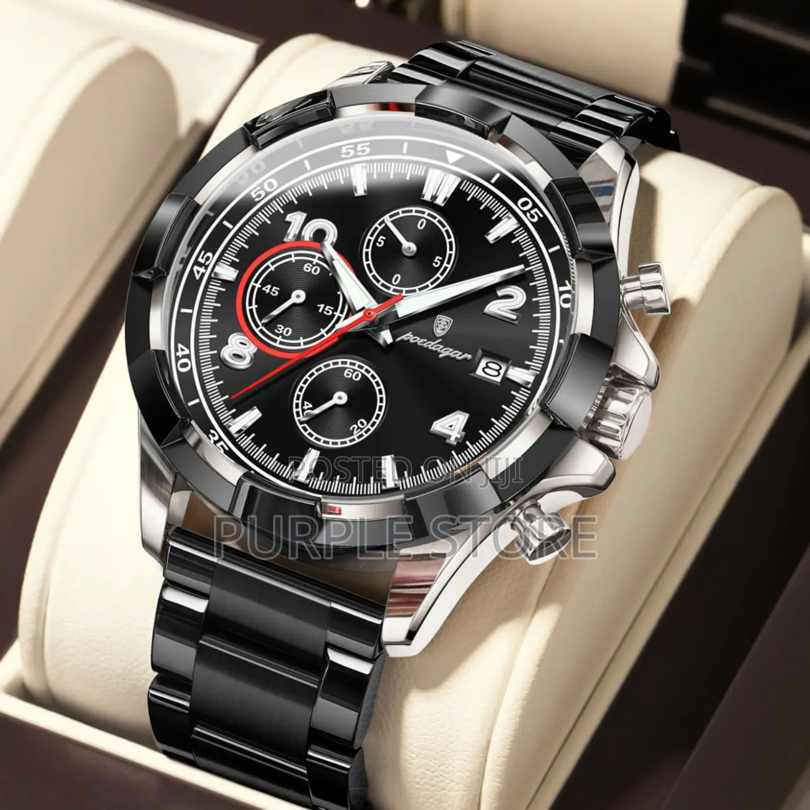 Poedagar for Men, Functional Chronograph Wristwatch