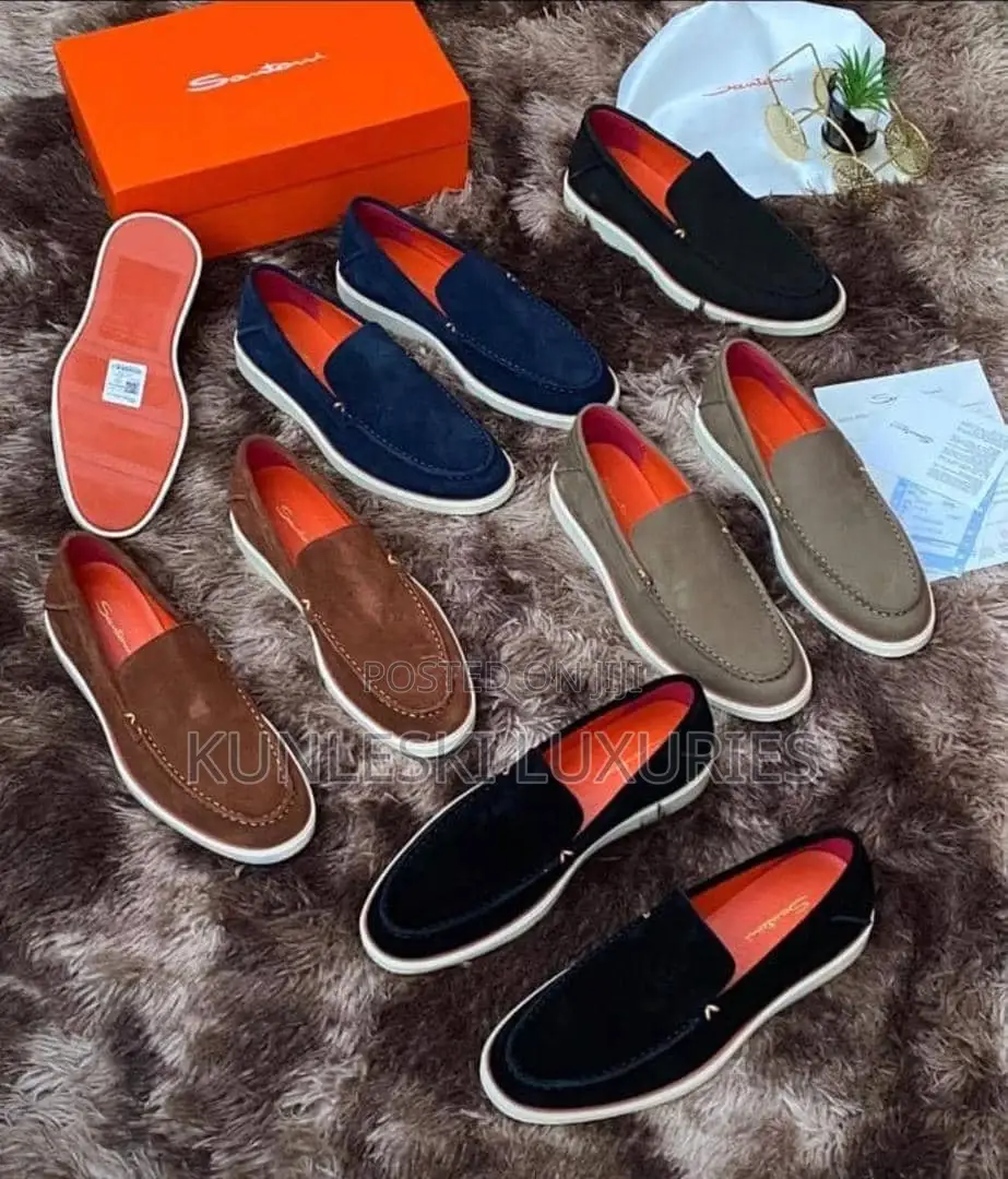 Original Santoni Men Suede Loafers Shoe Collections