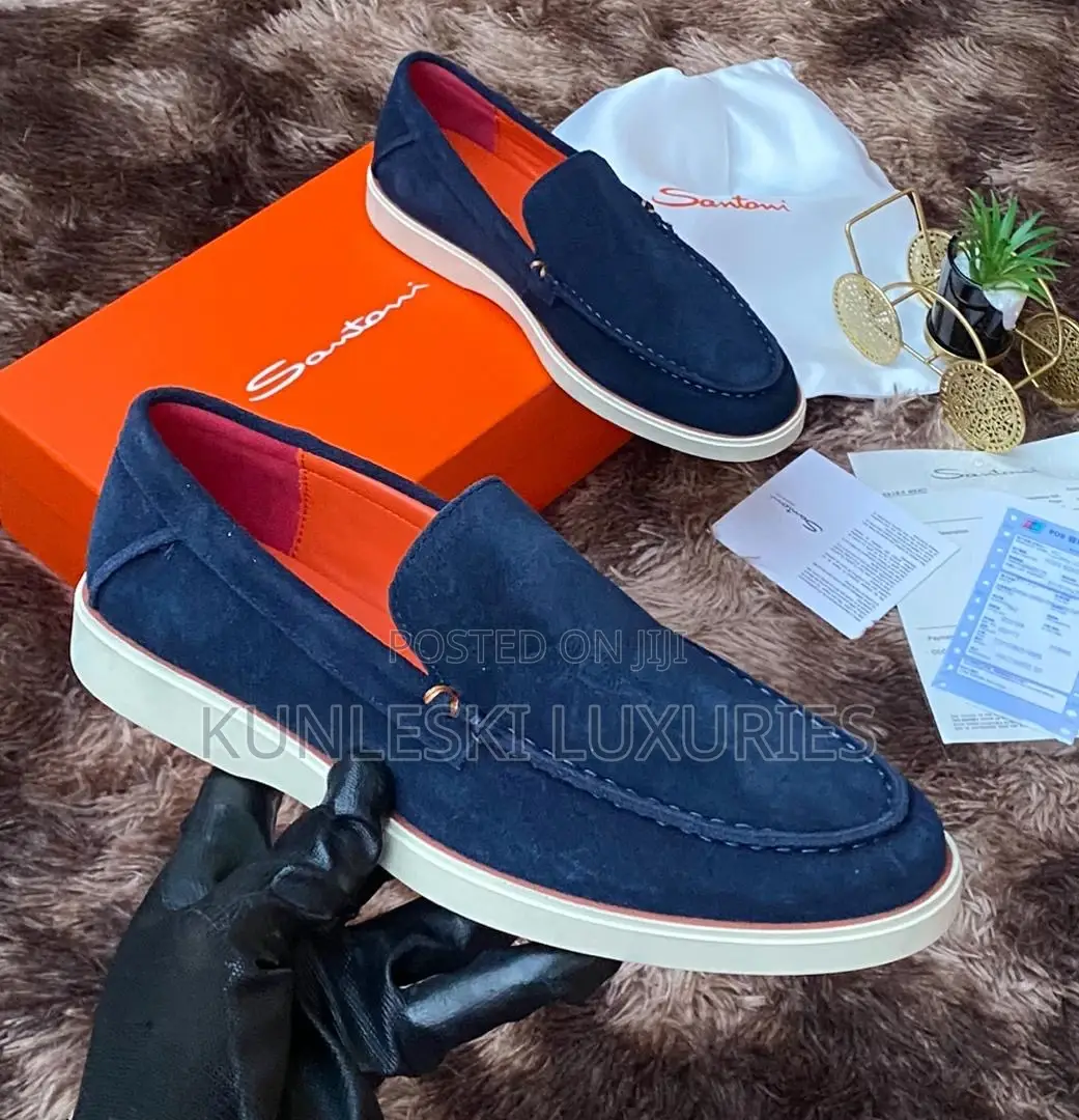 Original Santoni Men Suede Loafers Shoe Collections
