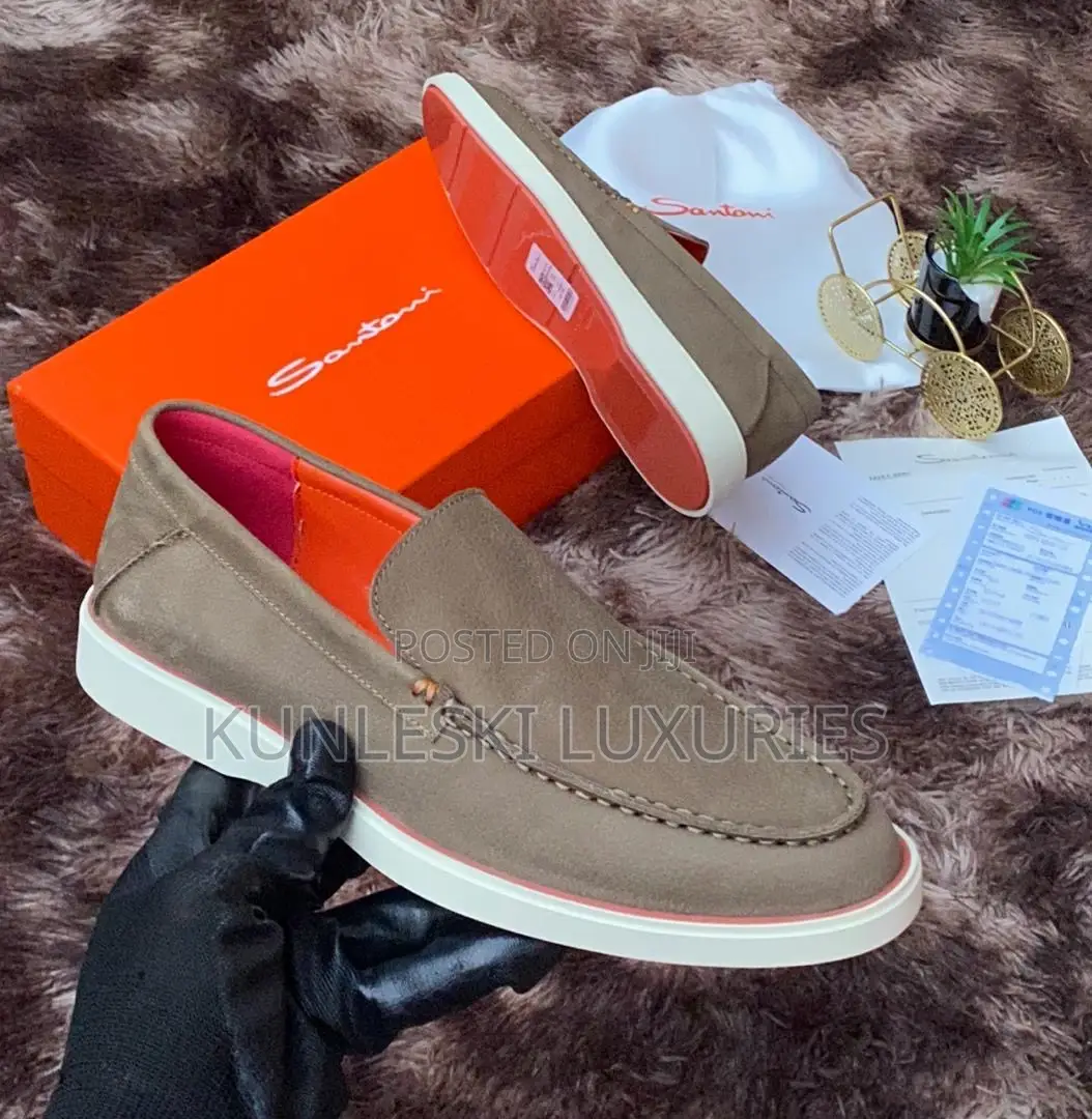 Original Santoni Men Suede Loafers Shoe Collections