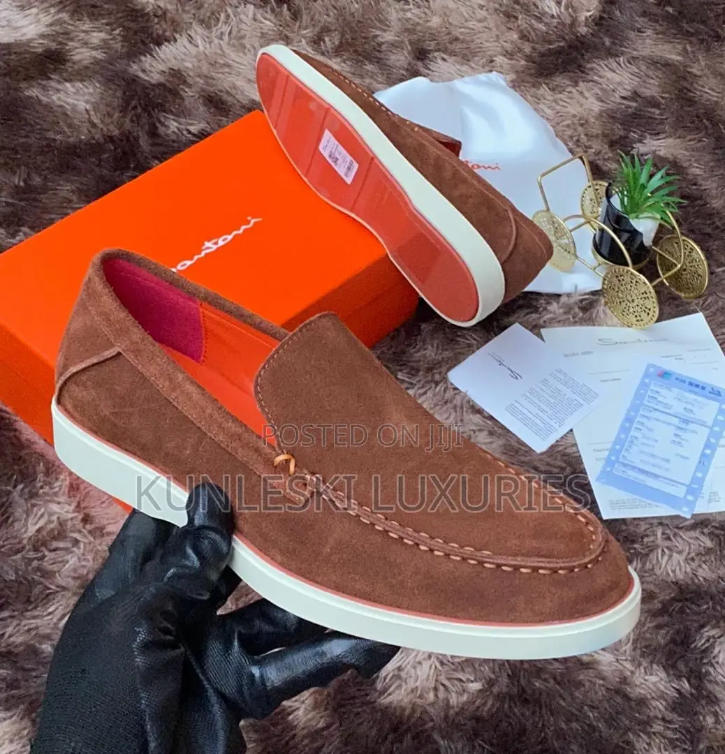 Original Santoni Men Suede Loafers Shoe Collections
