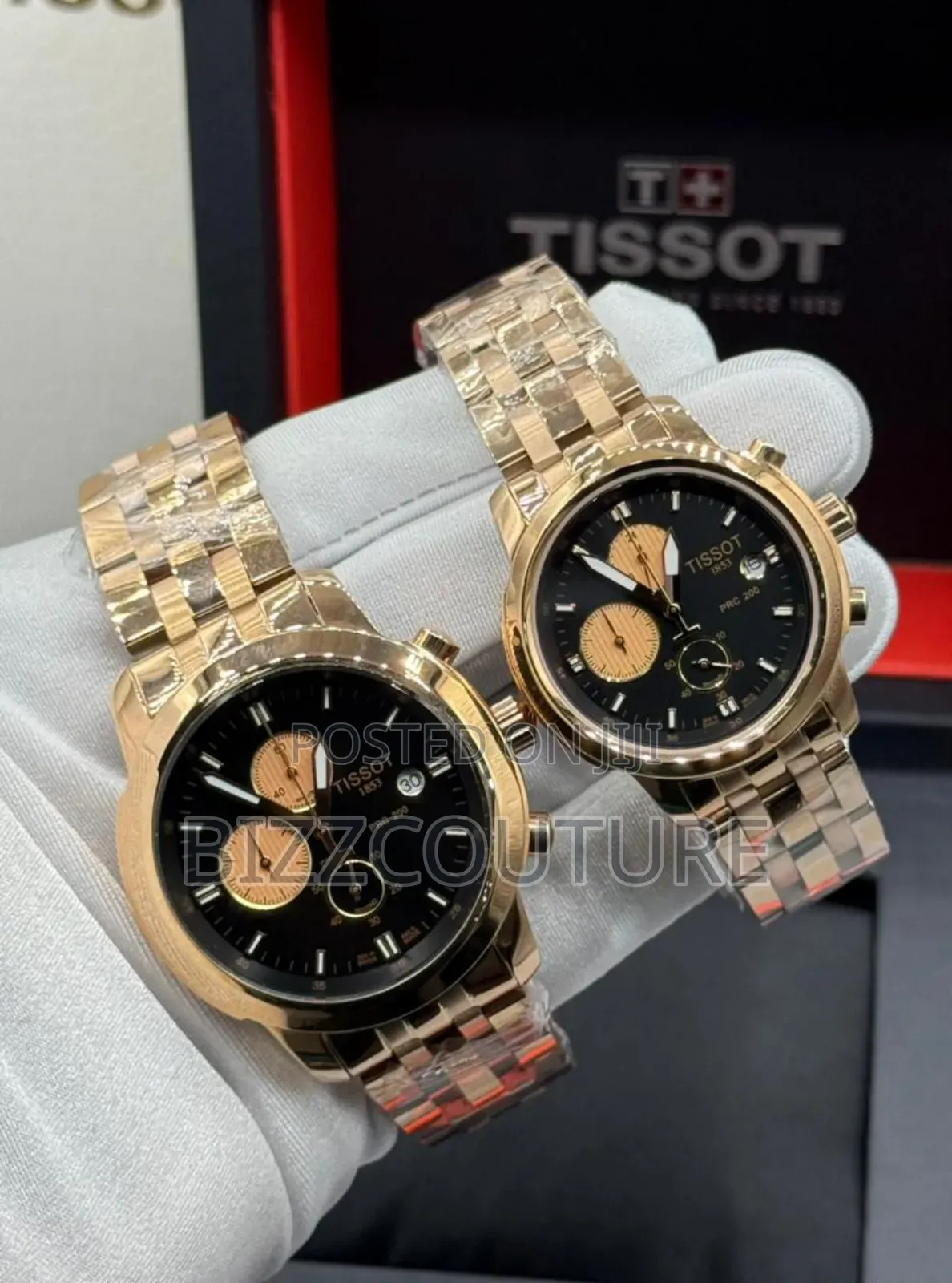 Original Tissot Gold Stainless Steel, Black Dial Watch