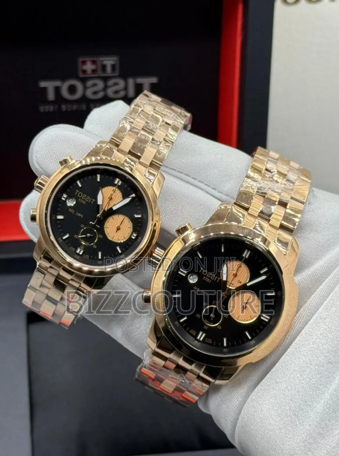 Original Tissot Gold Stainless Steel, Black Dial Watch