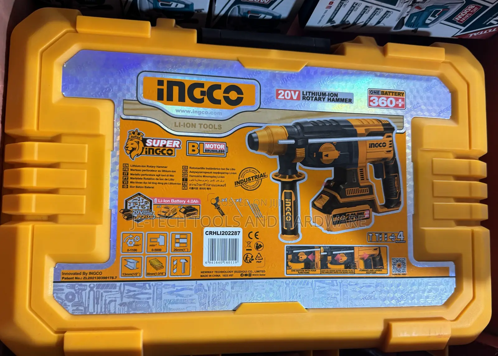 Cordless Perforator Ingco Crhli202287 20v Yellow/Black