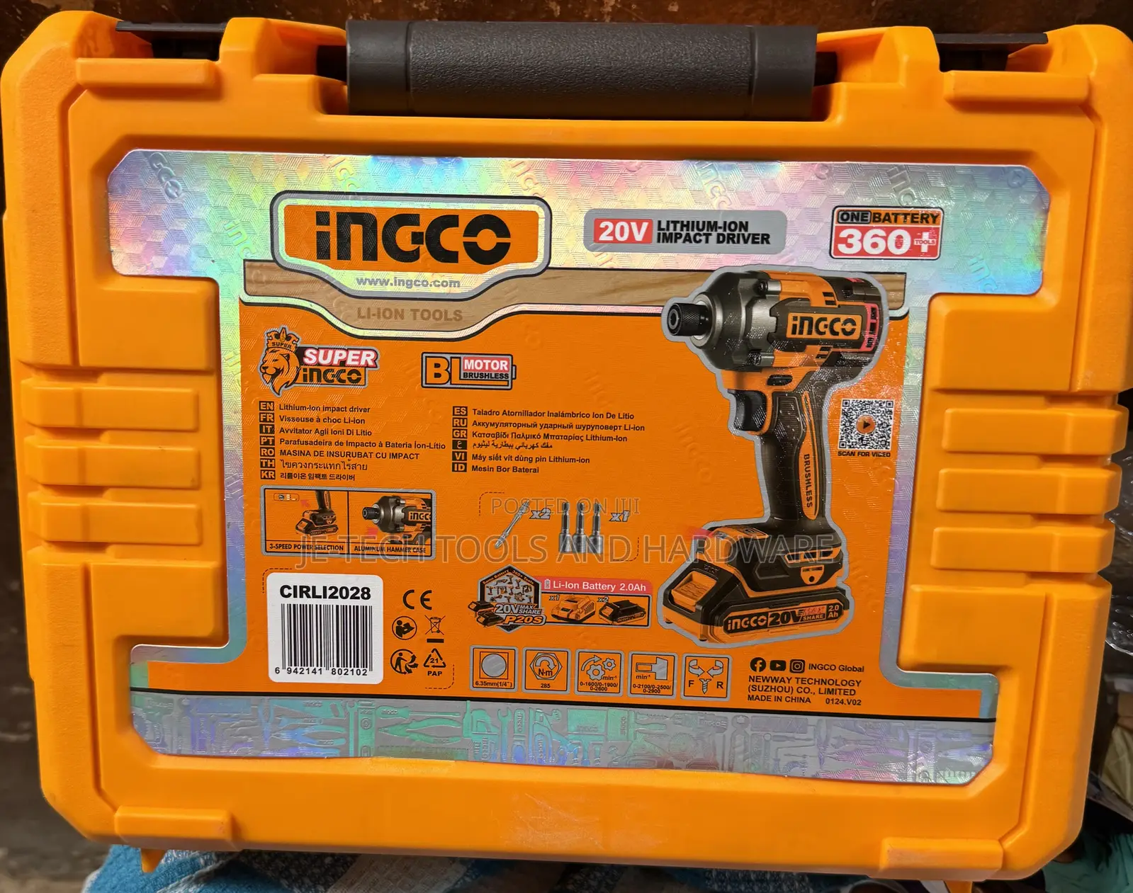 Ingco Cordless 20v Lithium-ion Impact Driver Brushless 285nm