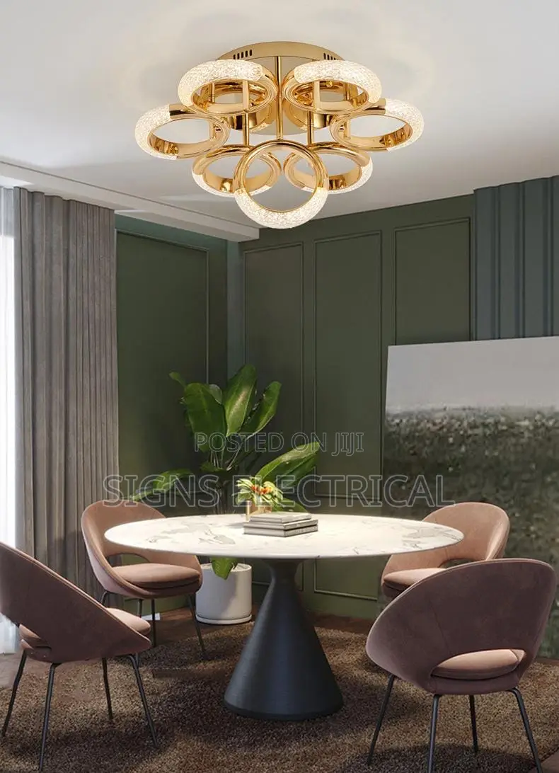 Postmodern Chandelier Nordic Golden Ring Ceiling Lamps