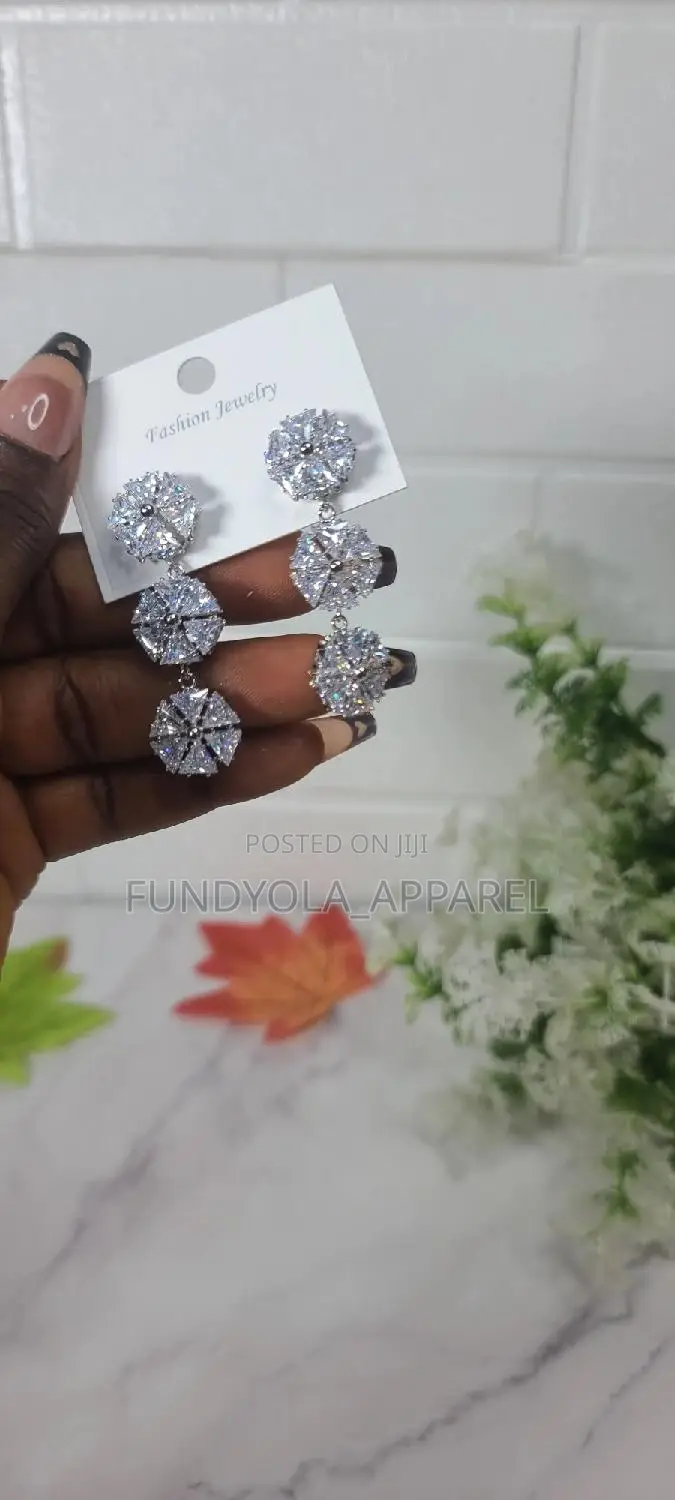 Silver Cubic Zirconia Bridal Earrings