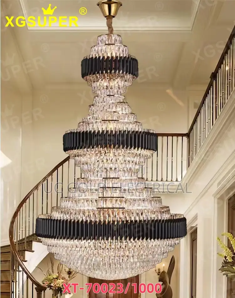 Luxury Crystal Stair Chandelier Lighting Villa Hotel Large