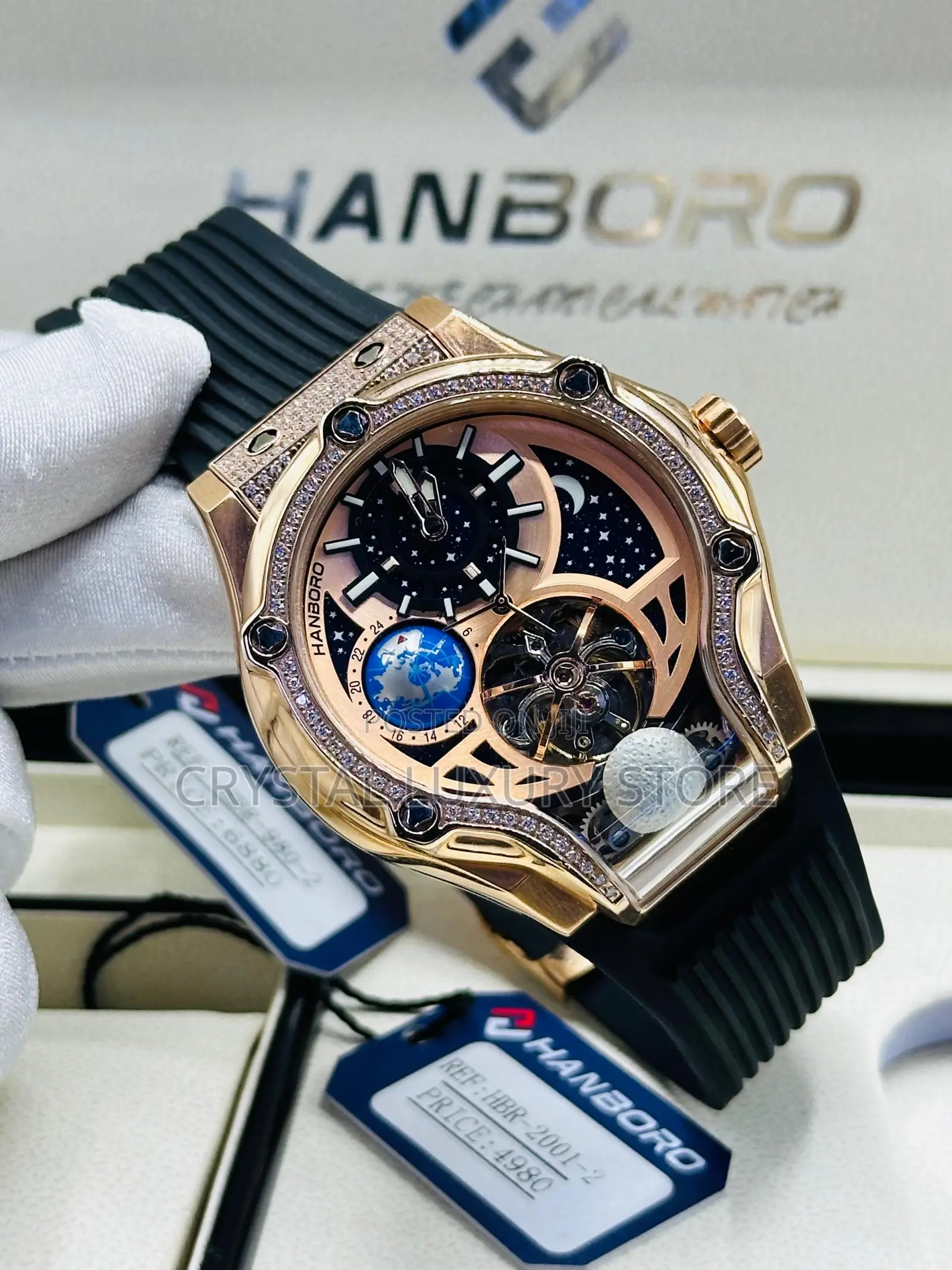 Hanboro Quality Luxury Men Automatic Engine Wristwatch
