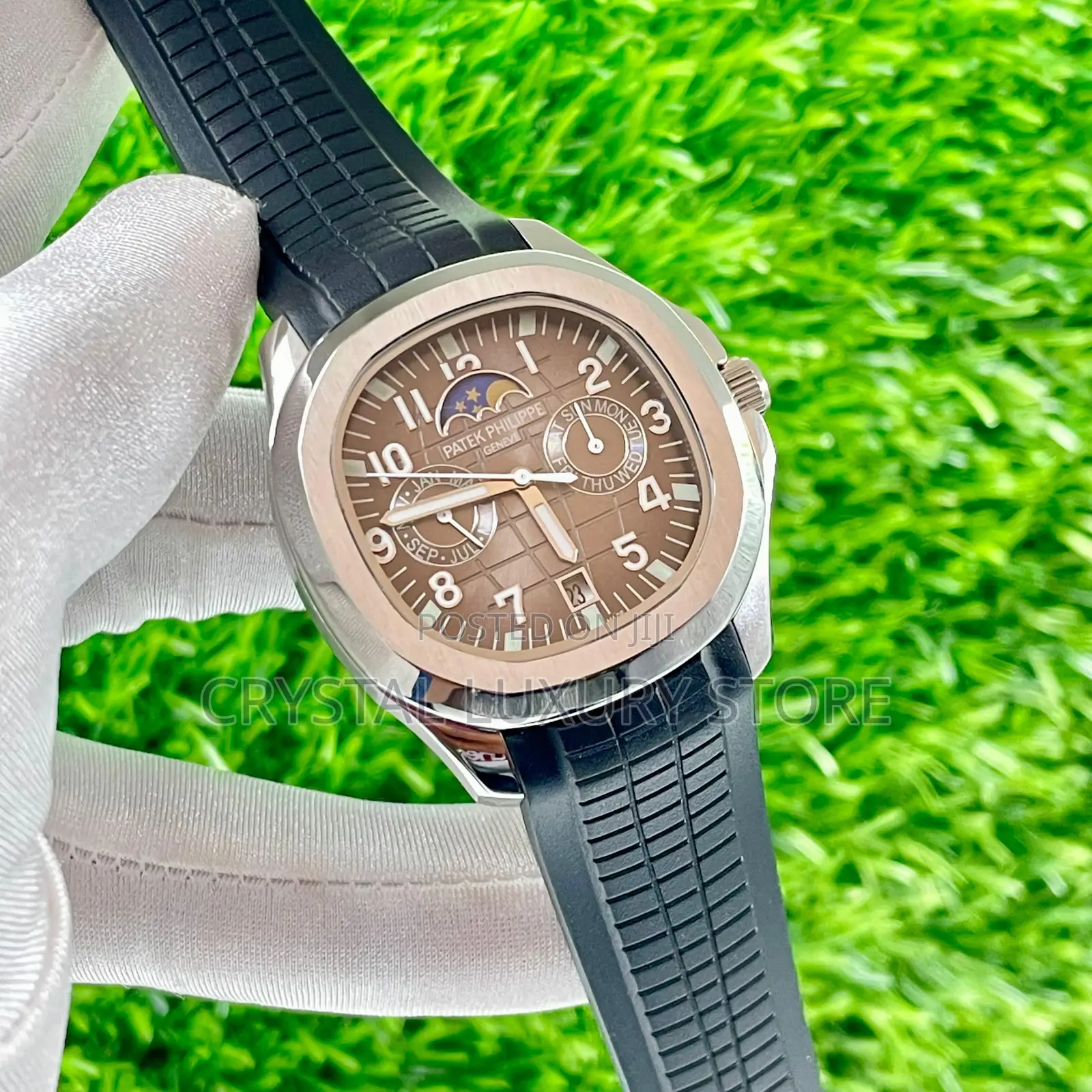 Patek Philippe Quality Luxury Men Rubber Strap Wristwatch