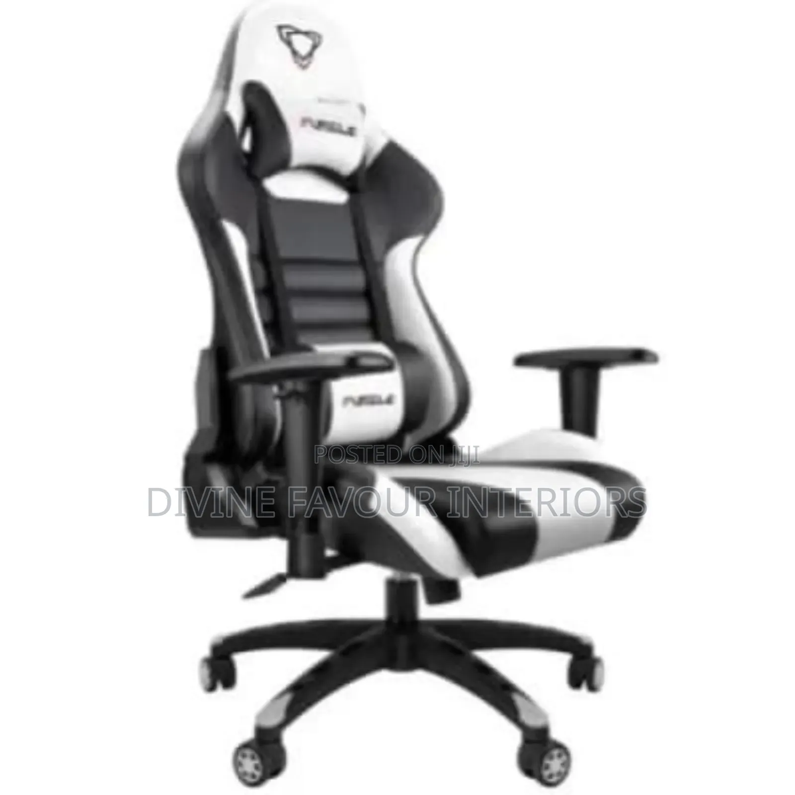 Ergonomic Gaming Chair With Footrest - Black White