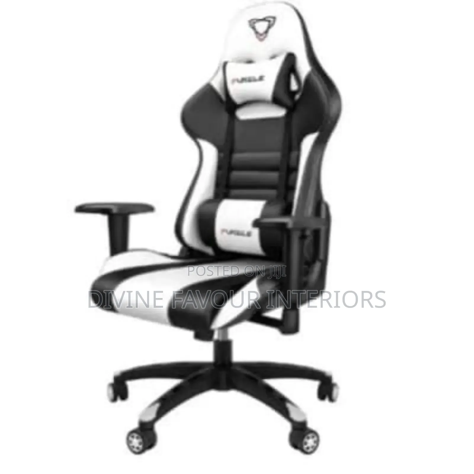 Ergonomic Gaming Chair With Footrest - Black White