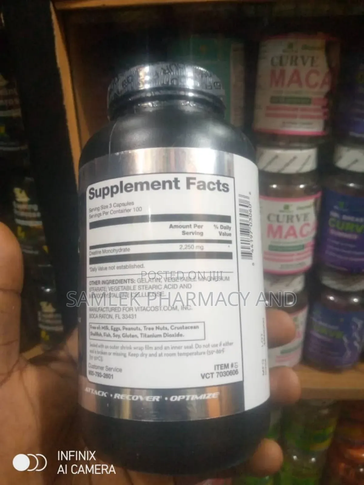 Vitacost Creatine Raw Monohydrate 2,250mg- 300 Caps