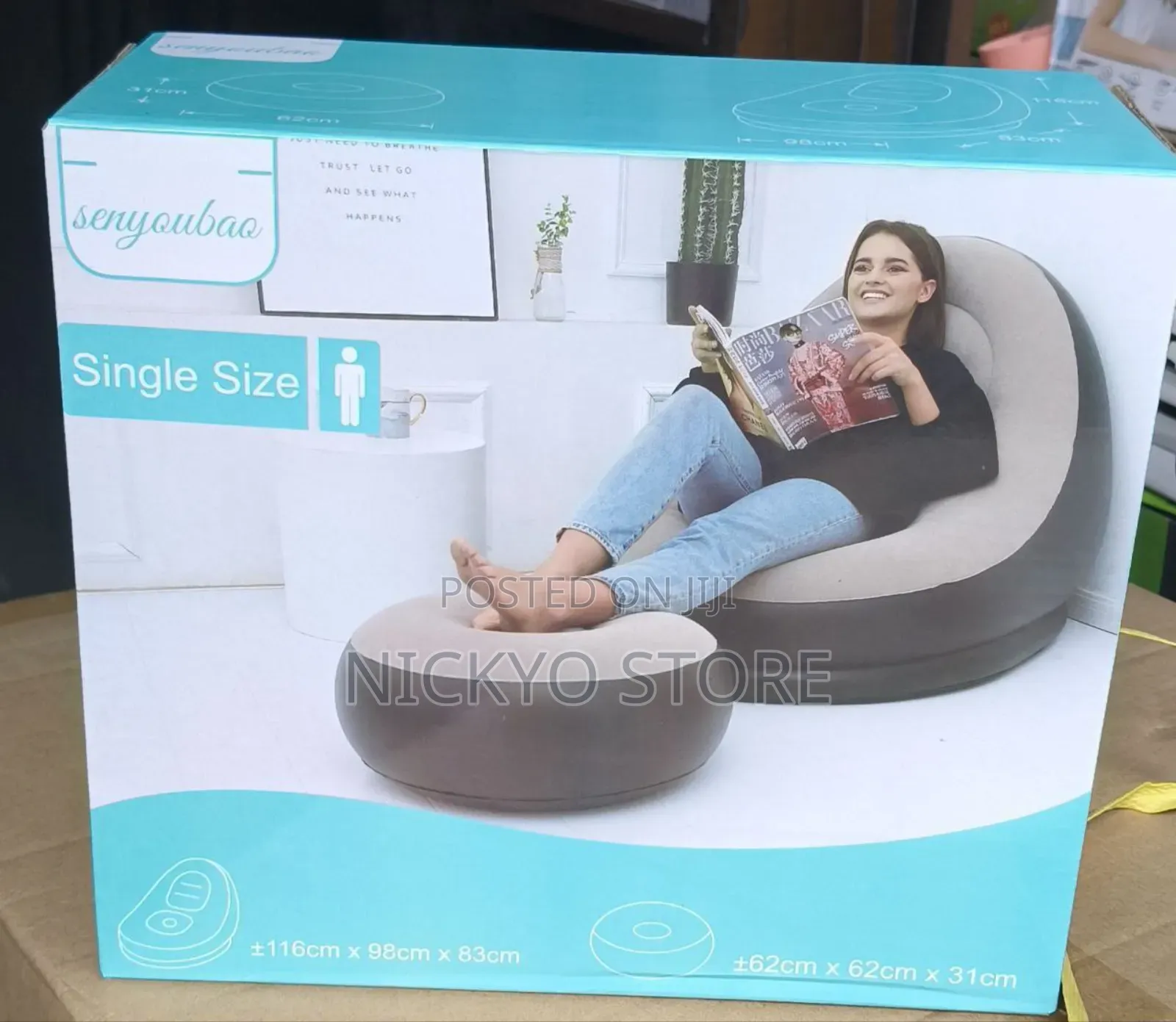 Single Electric Pump Inflatable Lounge Chair With Ottoman.