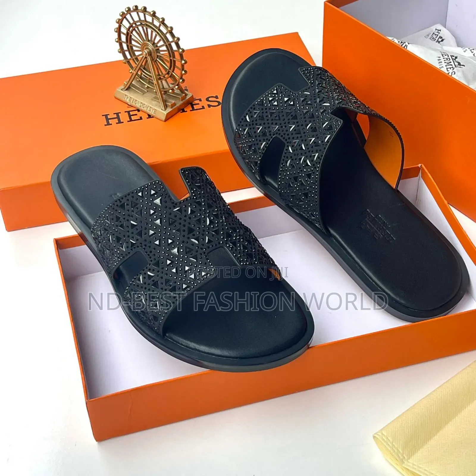 Black Men's Hermes Slippers