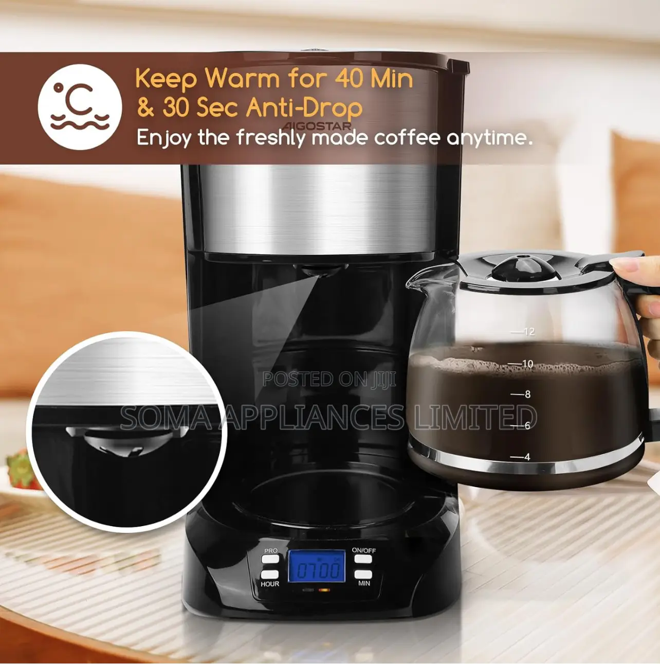 Aigostar Programmable Filter Coffee Machine With Anti-Drip
