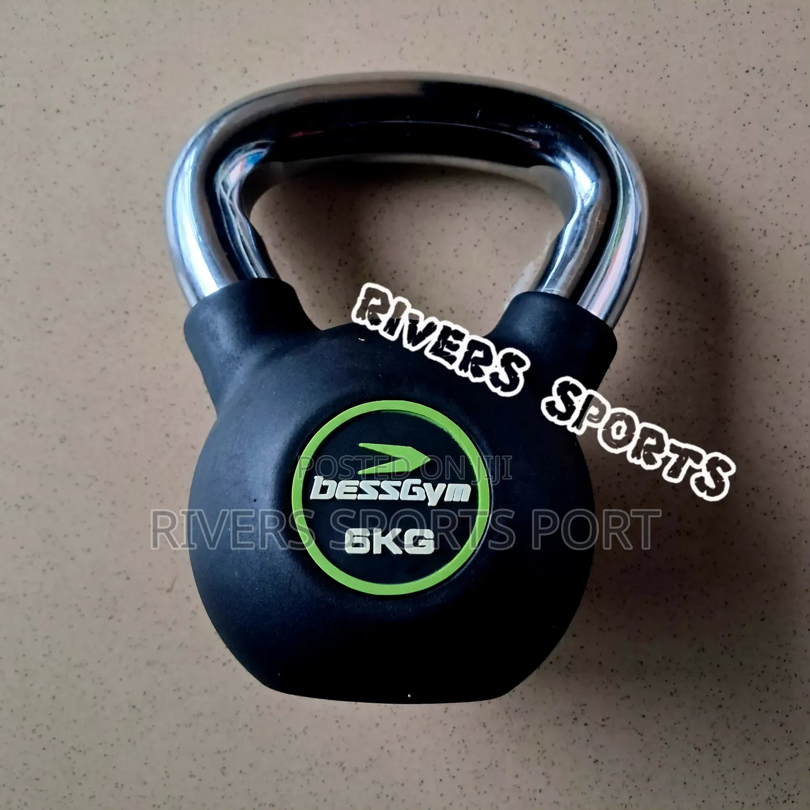 6kg Rubber Coated Cast Iron Kettlebell With Chrome Handle