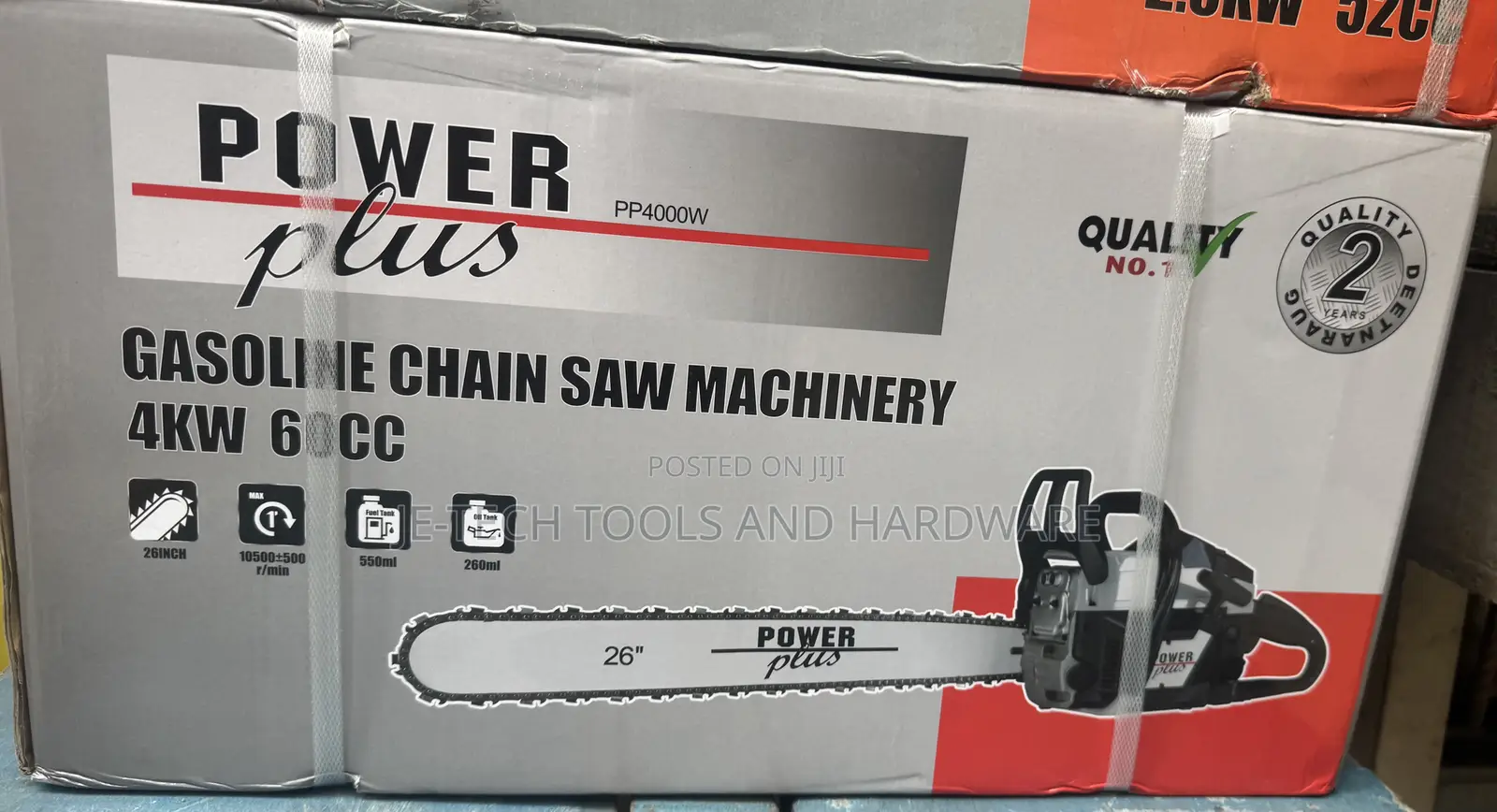 Power Plus Gasoline Chainsaw Machinery 26” Bar 60cc Engine.