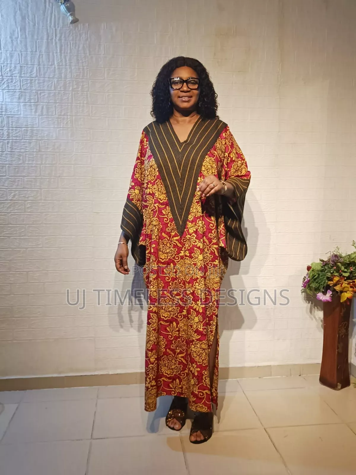 Long Ankara Bubu Gown Mixed With Asoke
