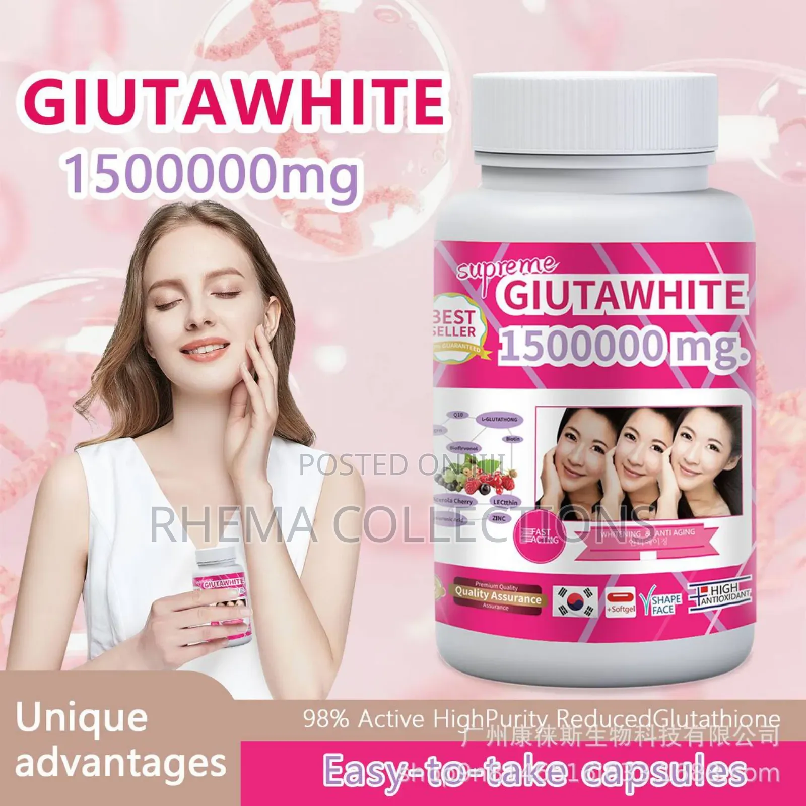 Gluta White Mg Skin Whitening Anti Aging Capsules
