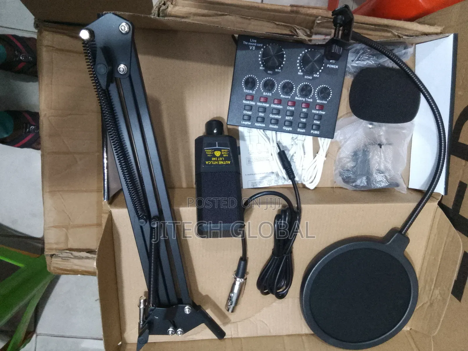 Microphone With V8 Sound Card Bm800 Kit, Condenser Support