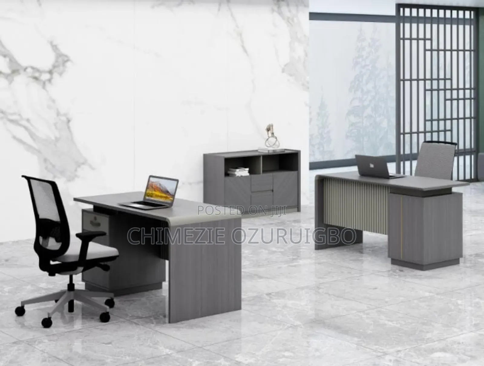 Grey Coloured 1.4 Meters Table With Attached Drawer