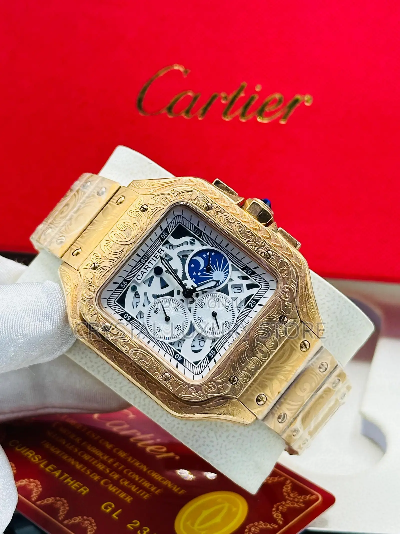 Cartier Quality Luxury Men Chronograph Wristwatch