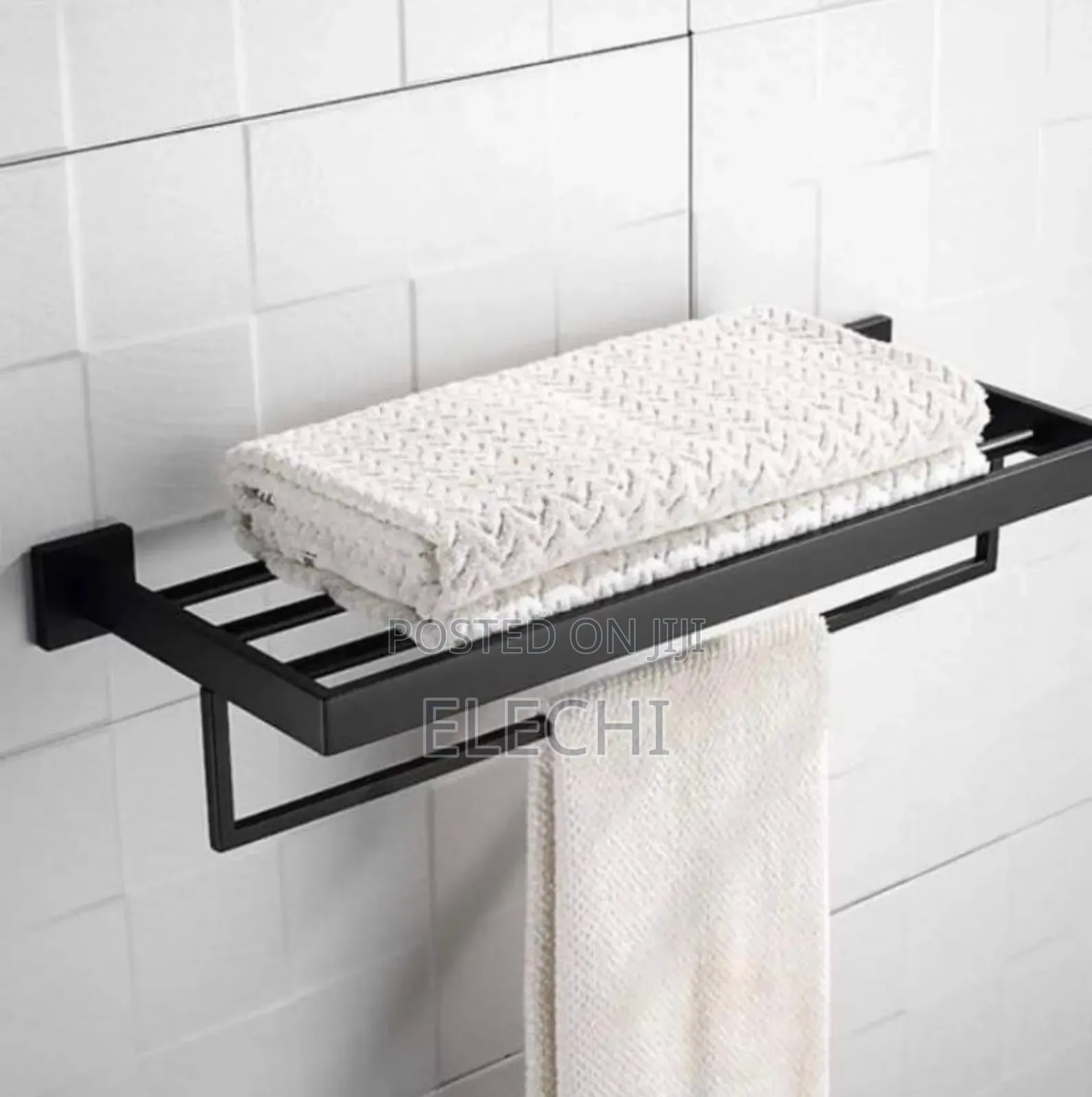 Multiple Towel Rail Black Square