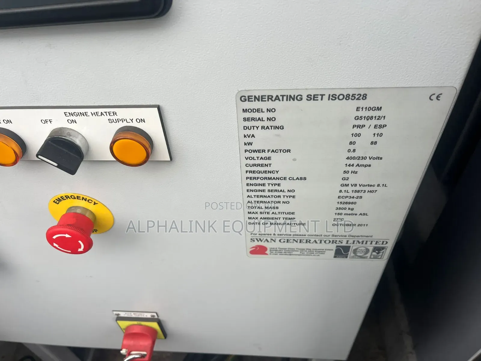 Brand New 110kva Natural Gas Generator