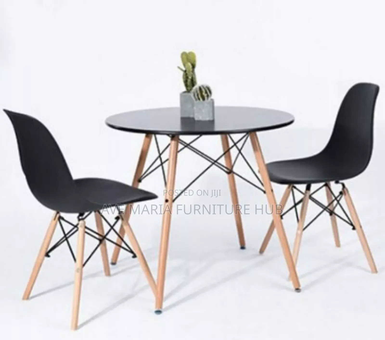 Wooden Round Table and 2 Chairs
