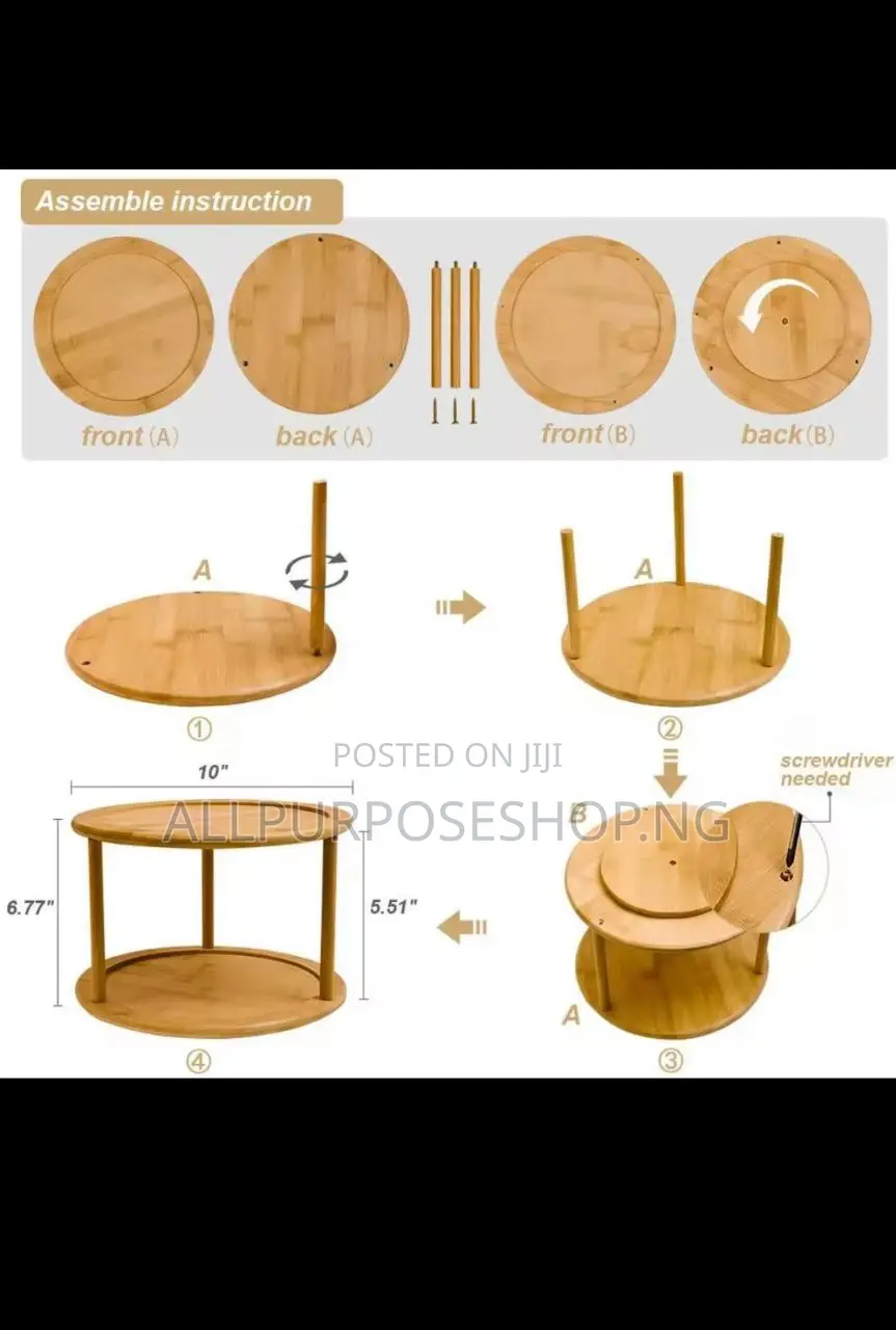 30cm Bamboo 360° Rotating Double Layer Spice Rack