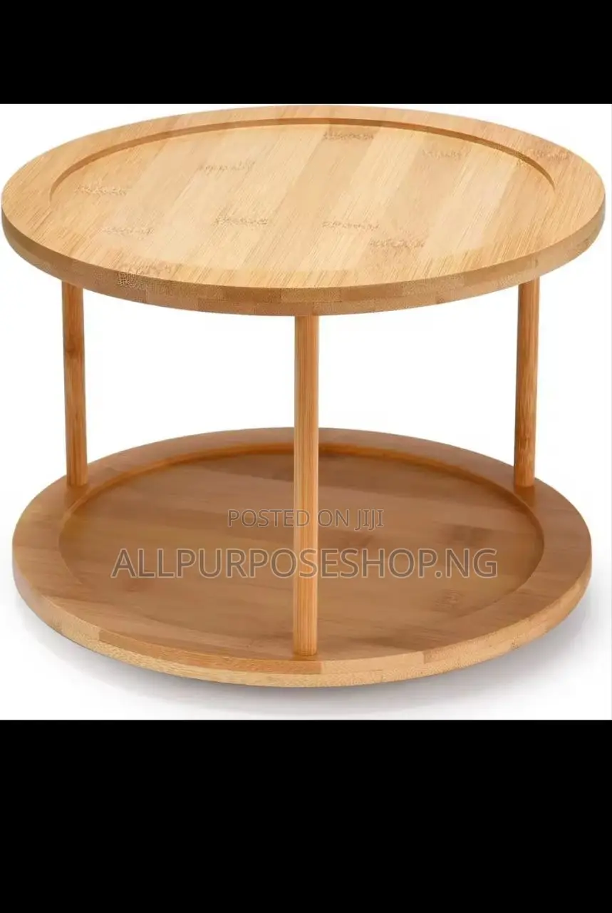 30cm Bamboo 360° Rotating Double Layer Spice Rack