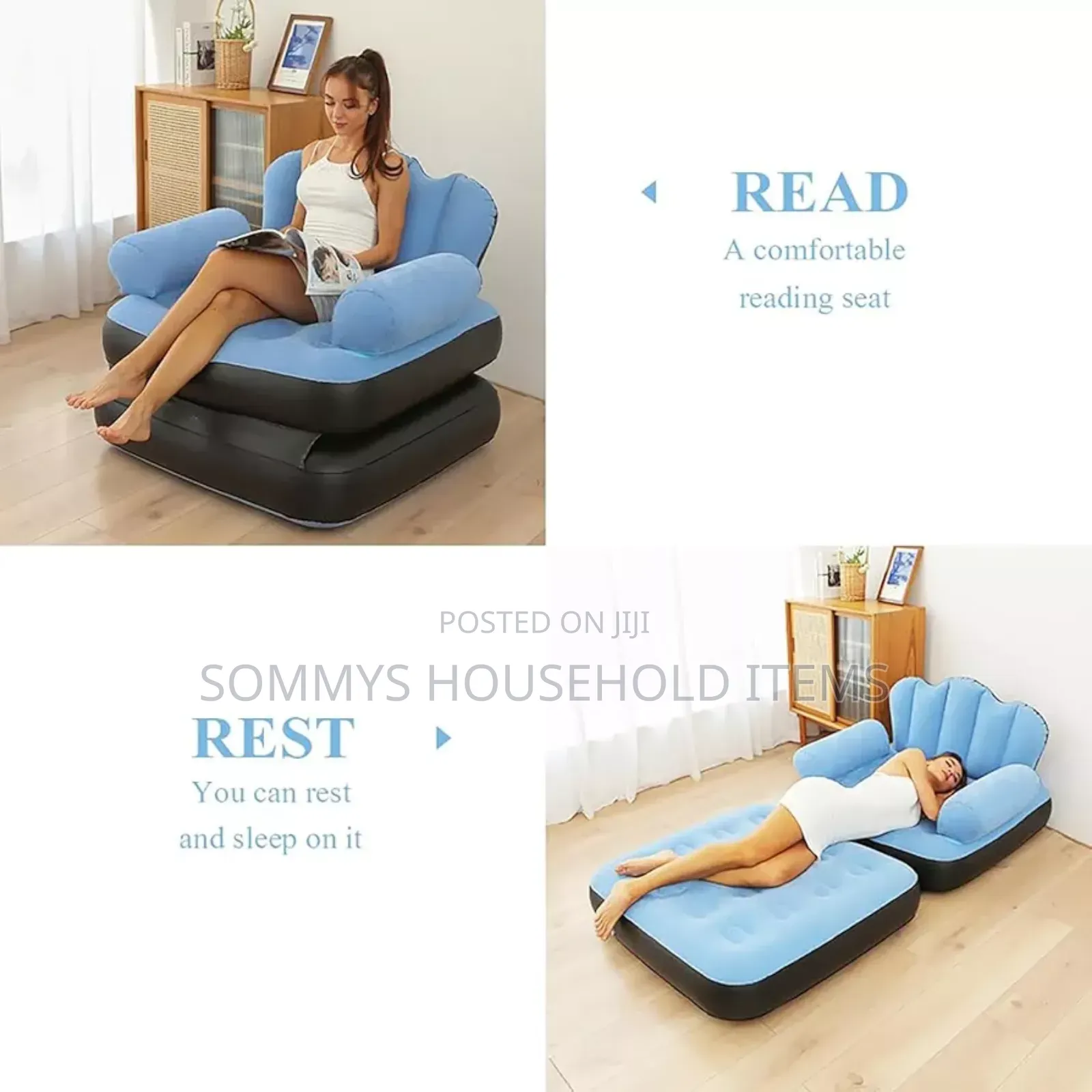 2way Inflatable Sofa Bed / Chair With Pump