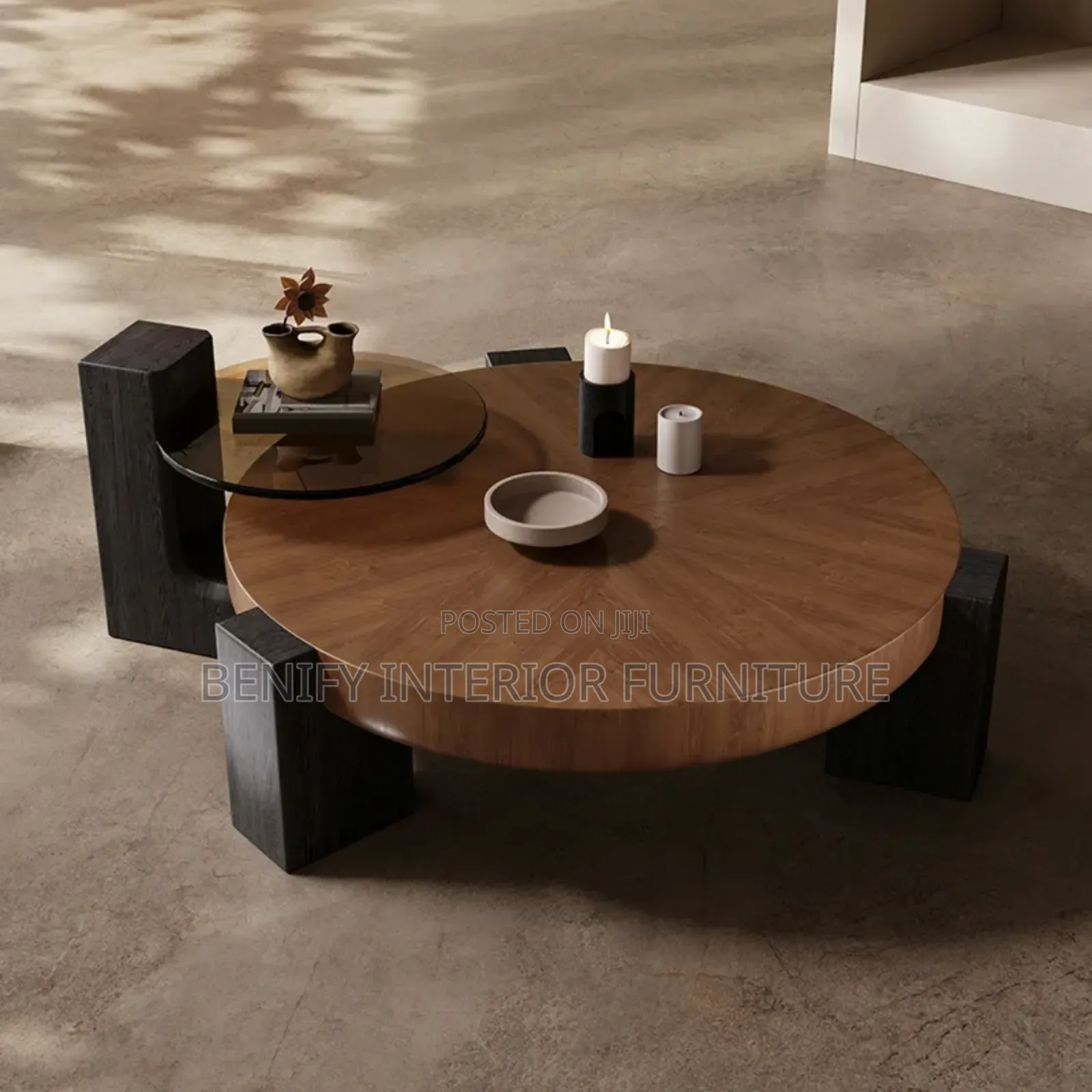 Wooden Center Table With Stool