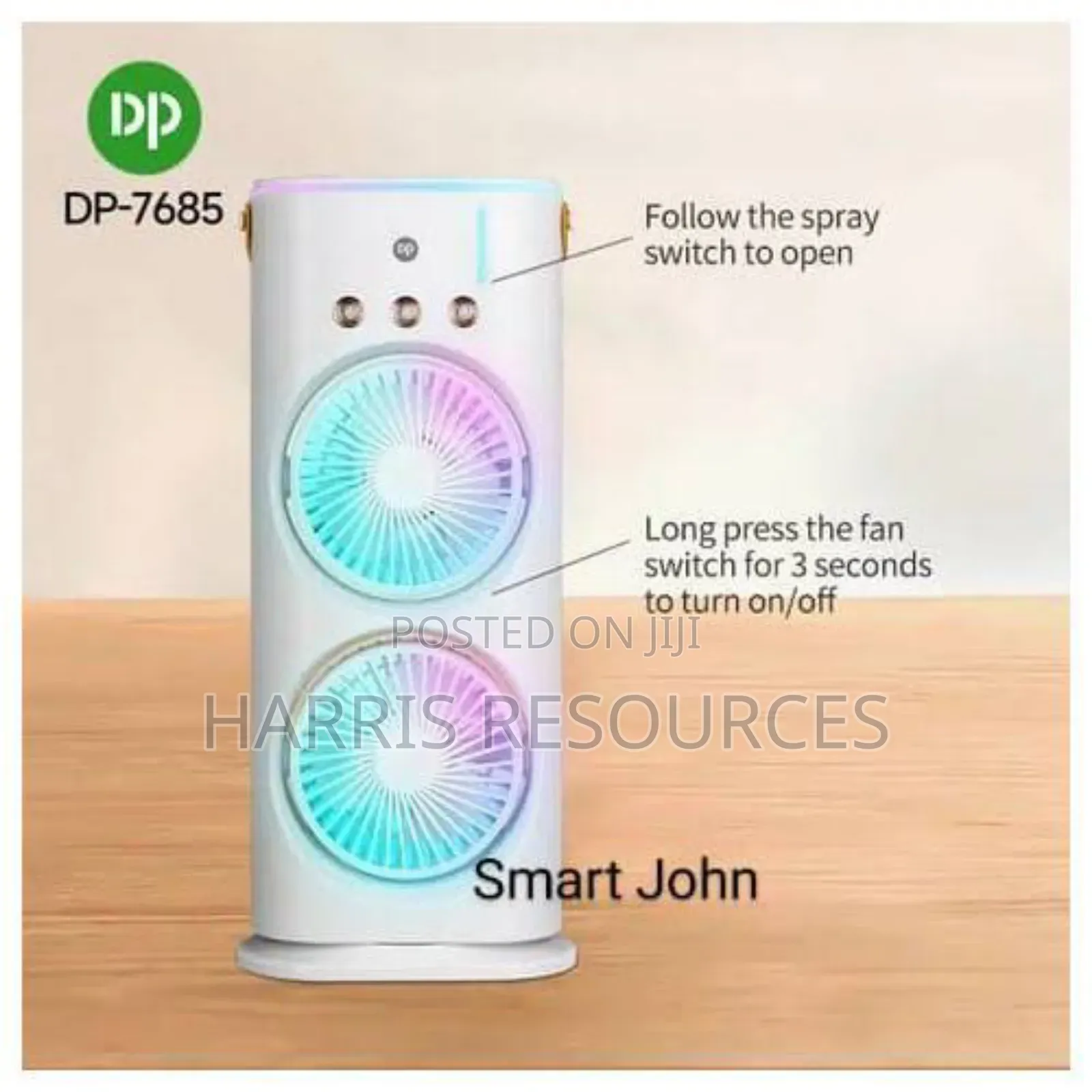 Dp Rechargeable Double Head Spray Humidifier Air Cooler Fan