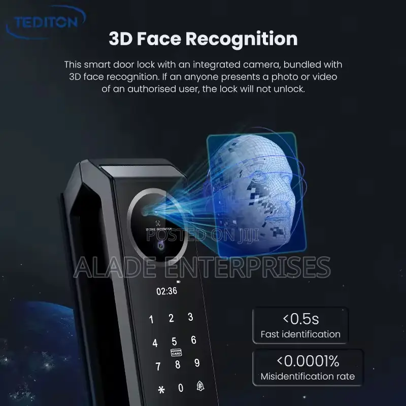 Outdoor Tuya 3d Face Recognition Digital Lock For Home