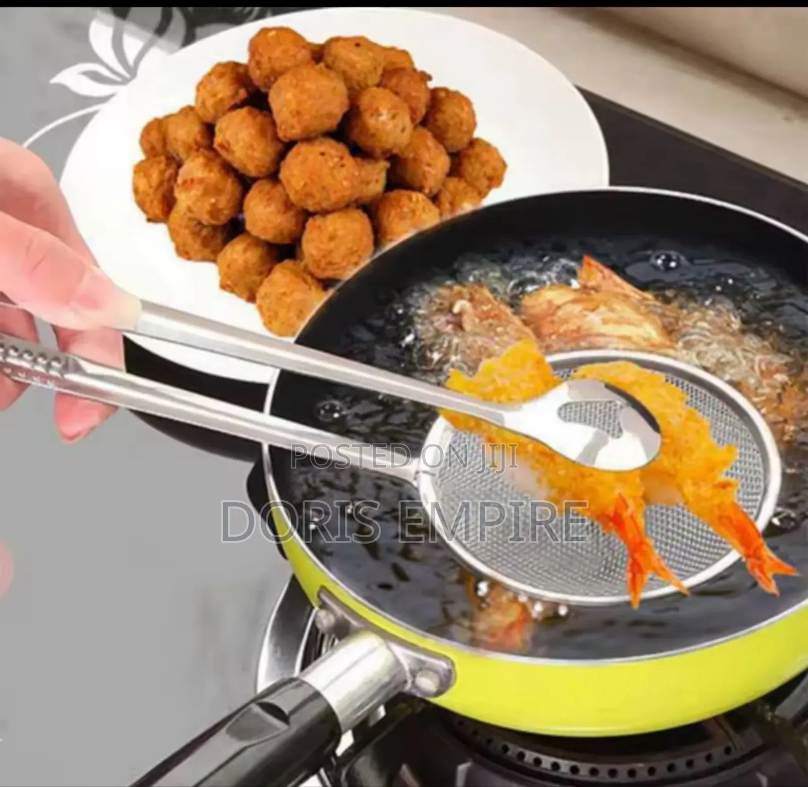 Innovative" Stainless Steel 2-in-1 Frying Food Strainer