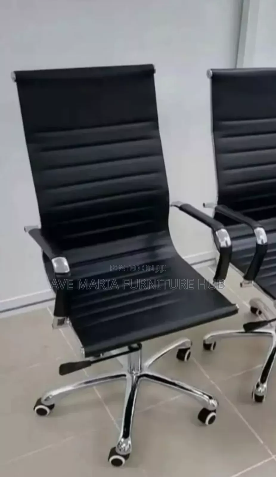High Back Black Leather Office Chair.