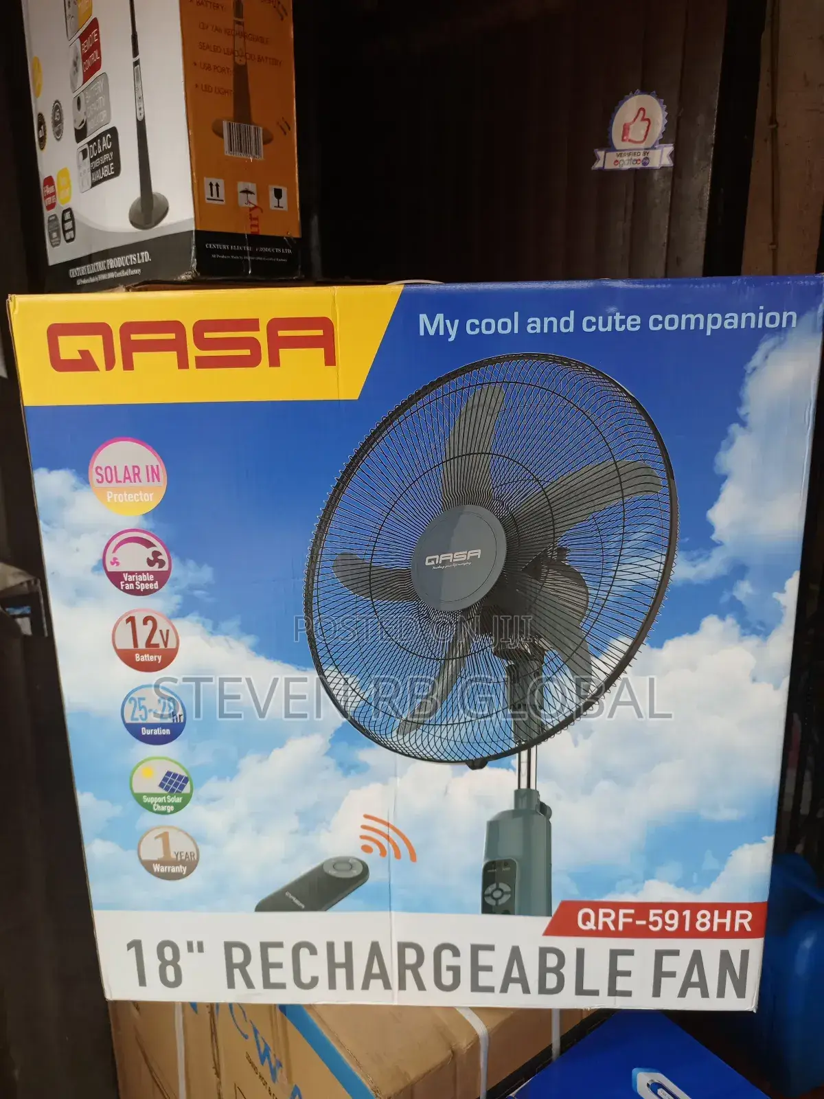 Qasa 18 Inches Rechargeable Fan + Remote Control QRF-5918hr
