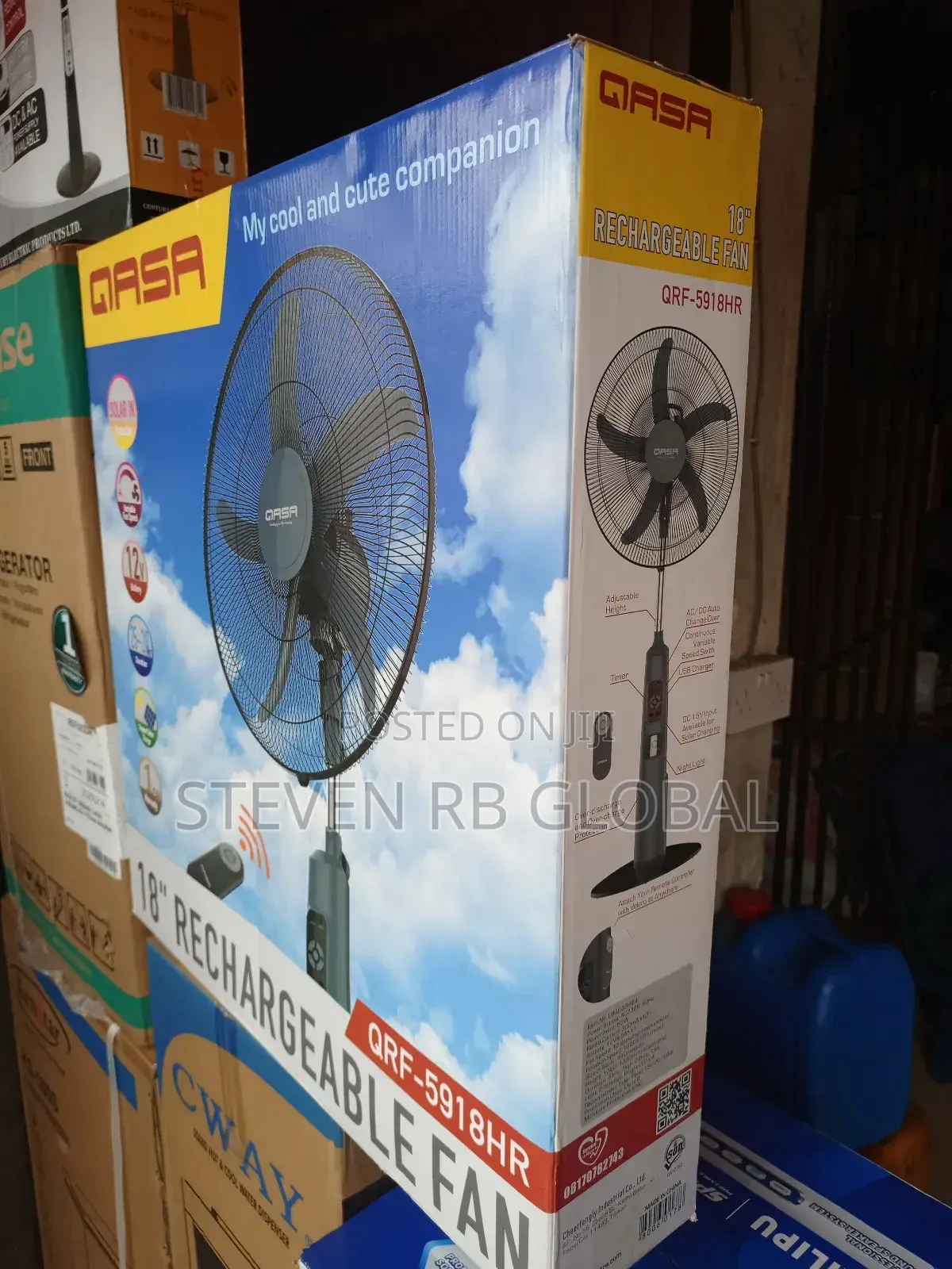 Qasa 18 Inches Rechargeable Fan + Remote Control QRF-5918hr