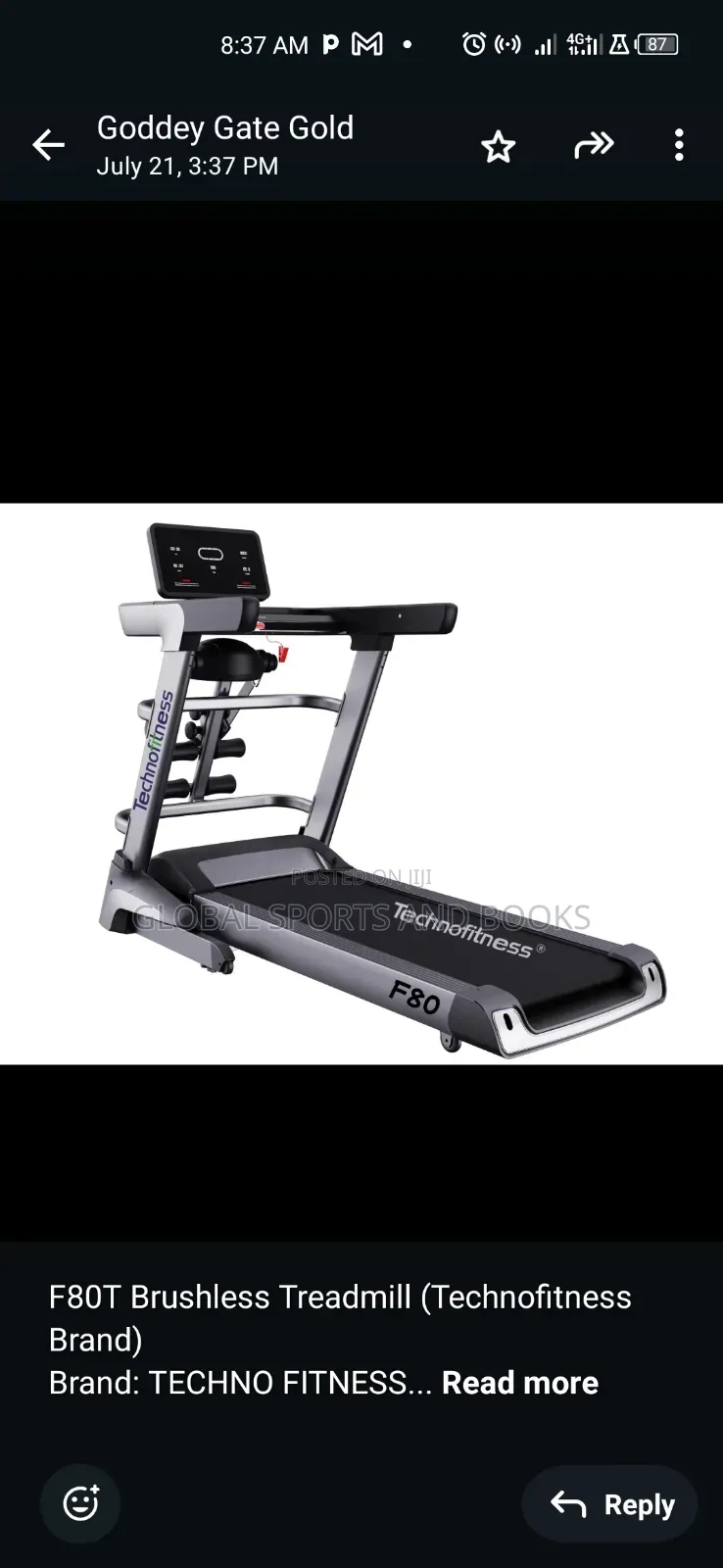 4 Hp Treadmill 150kg Capacity