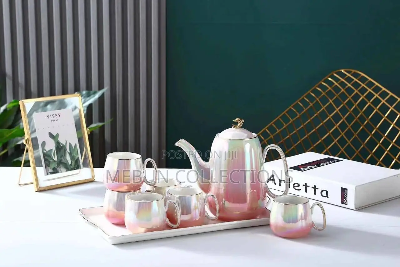 Ceramic Hollographic Teapots With 6cups and Tray