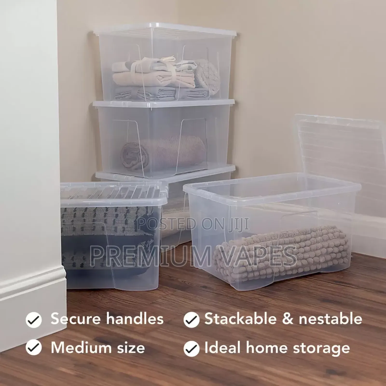 Wham 60 Litres Crystal Clear Plastic Box and Lid