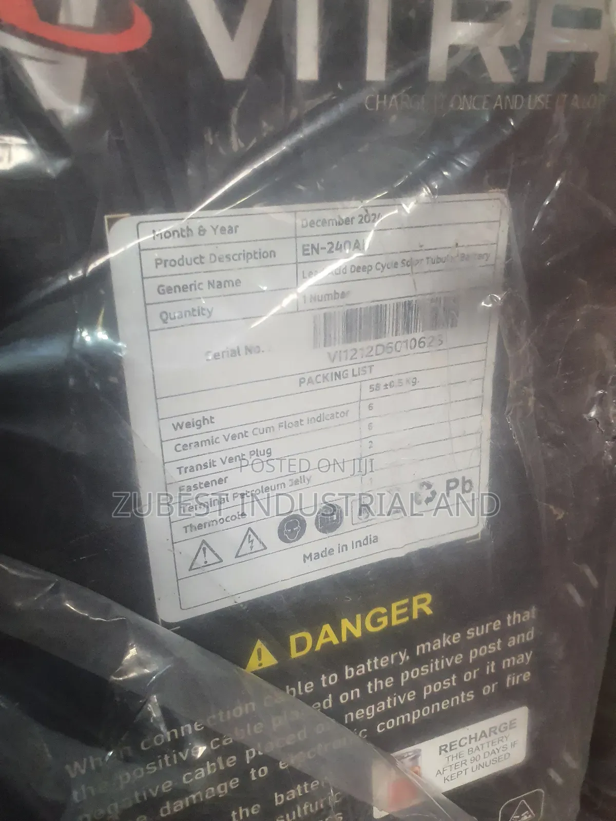 240ah Vitra Tubular Battery With Warranty