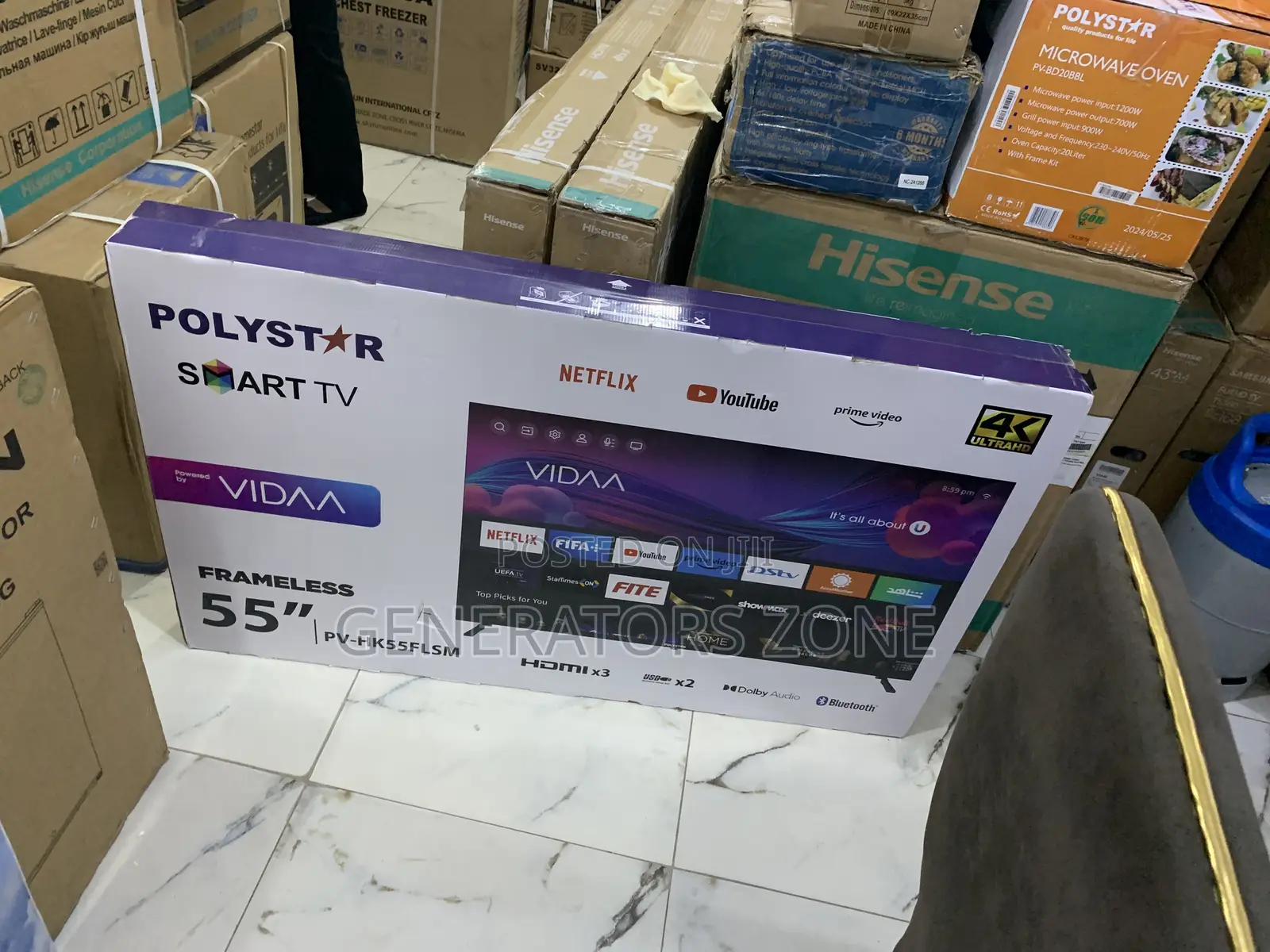 Polystar 55 Inches Smart Tv With Wi-Fi Connectivity