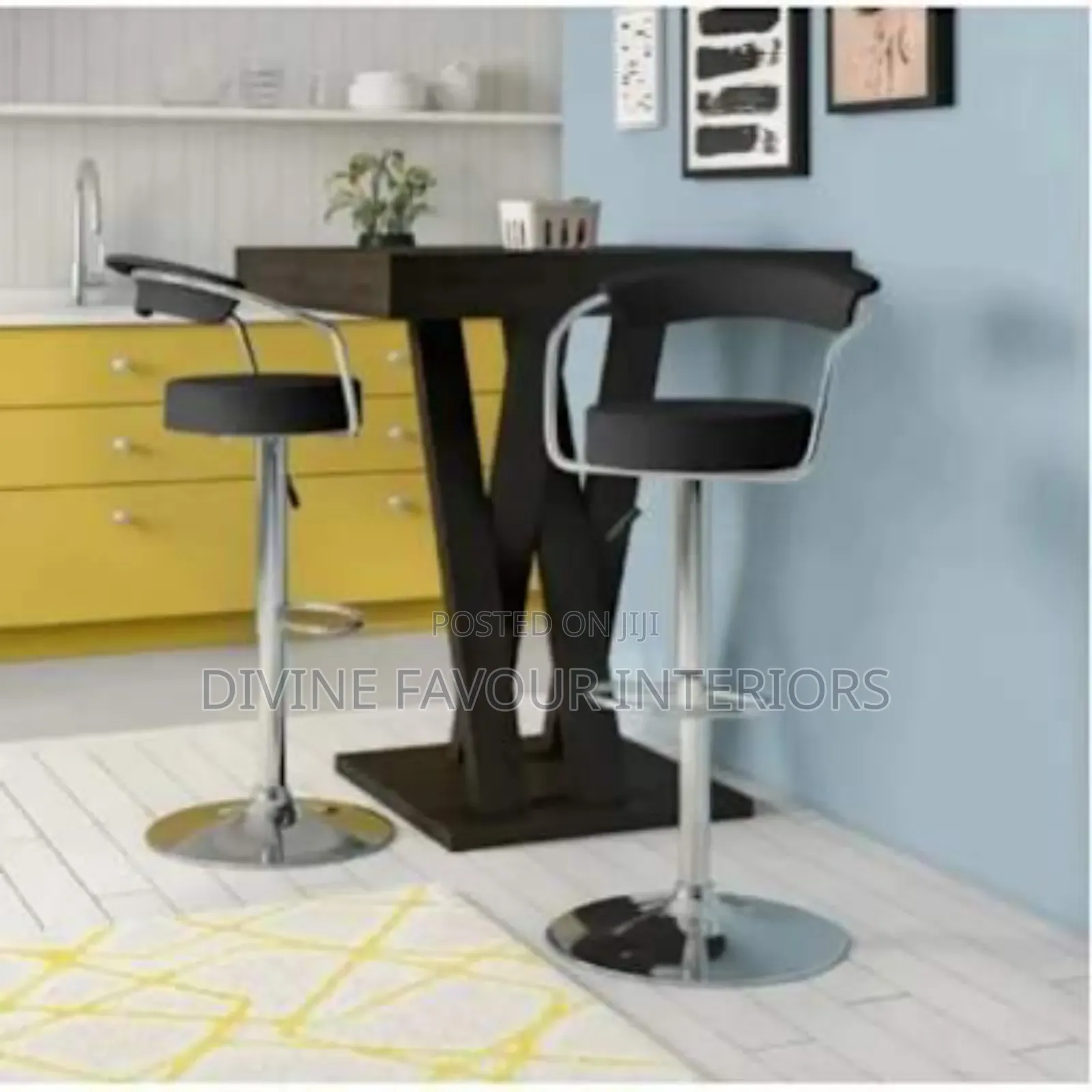 Swivel Adjustable Height Bar Stool - Set of 2 - Black