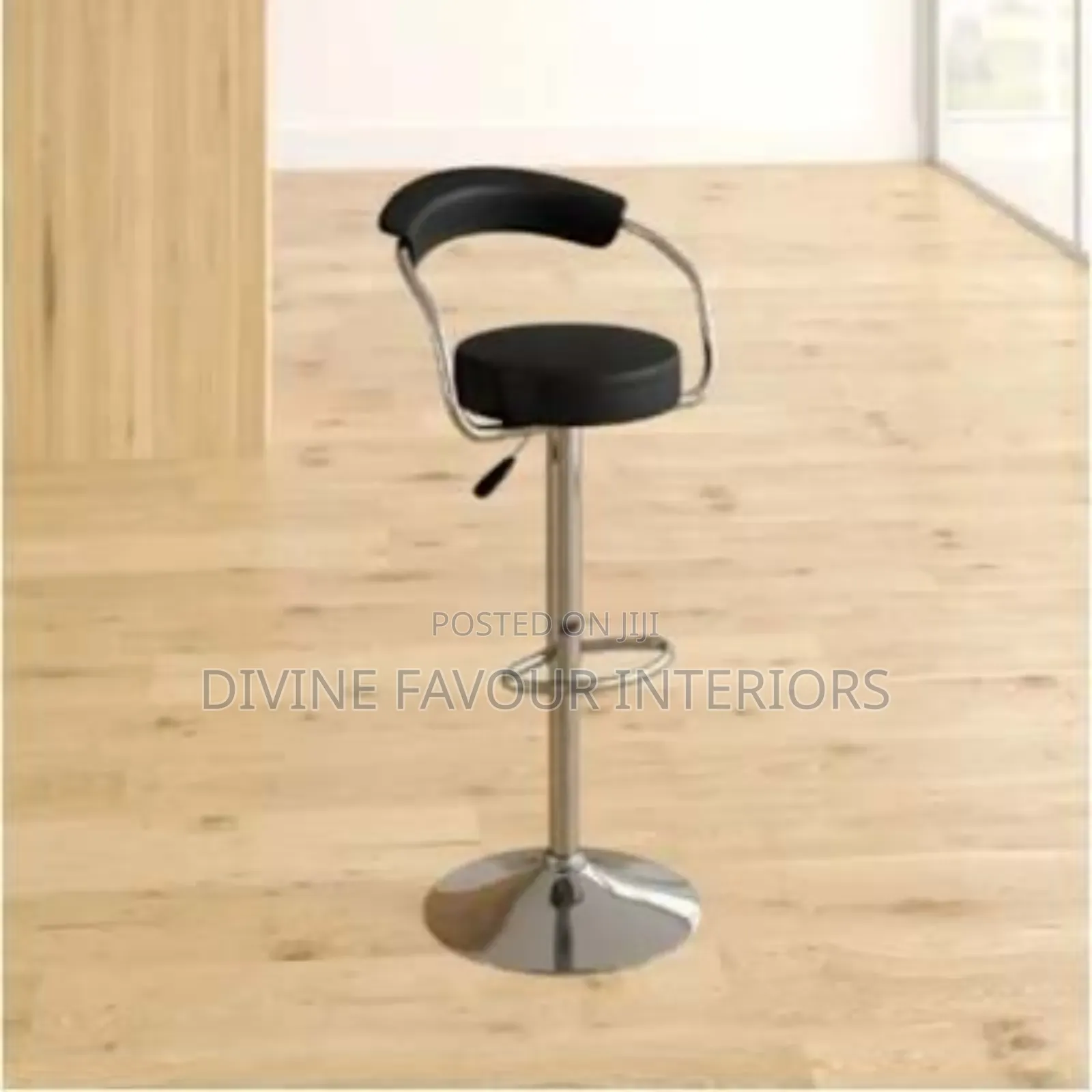Swivel Adjustable Height Bar Stool - Set of 2 - Black