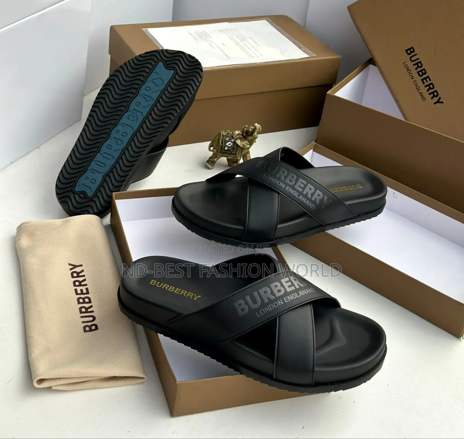 Burberry Leather Black Slippers