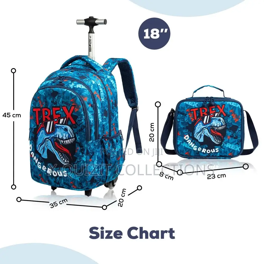 Jasmine Star Trolley 3pc School Bag Set – Trex (18′′)